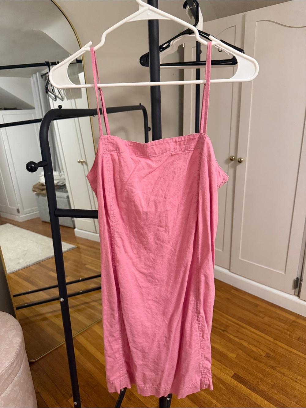 Madewell Pink Spaghetti Strap Linen Dress